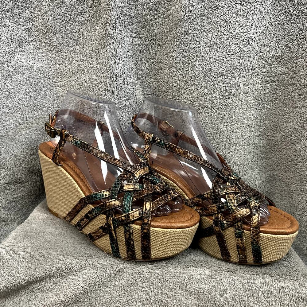 Lucky Brand Stacey Platform Wedge Heels Womens 8M‎ Snakeskin Y2K Party Girl